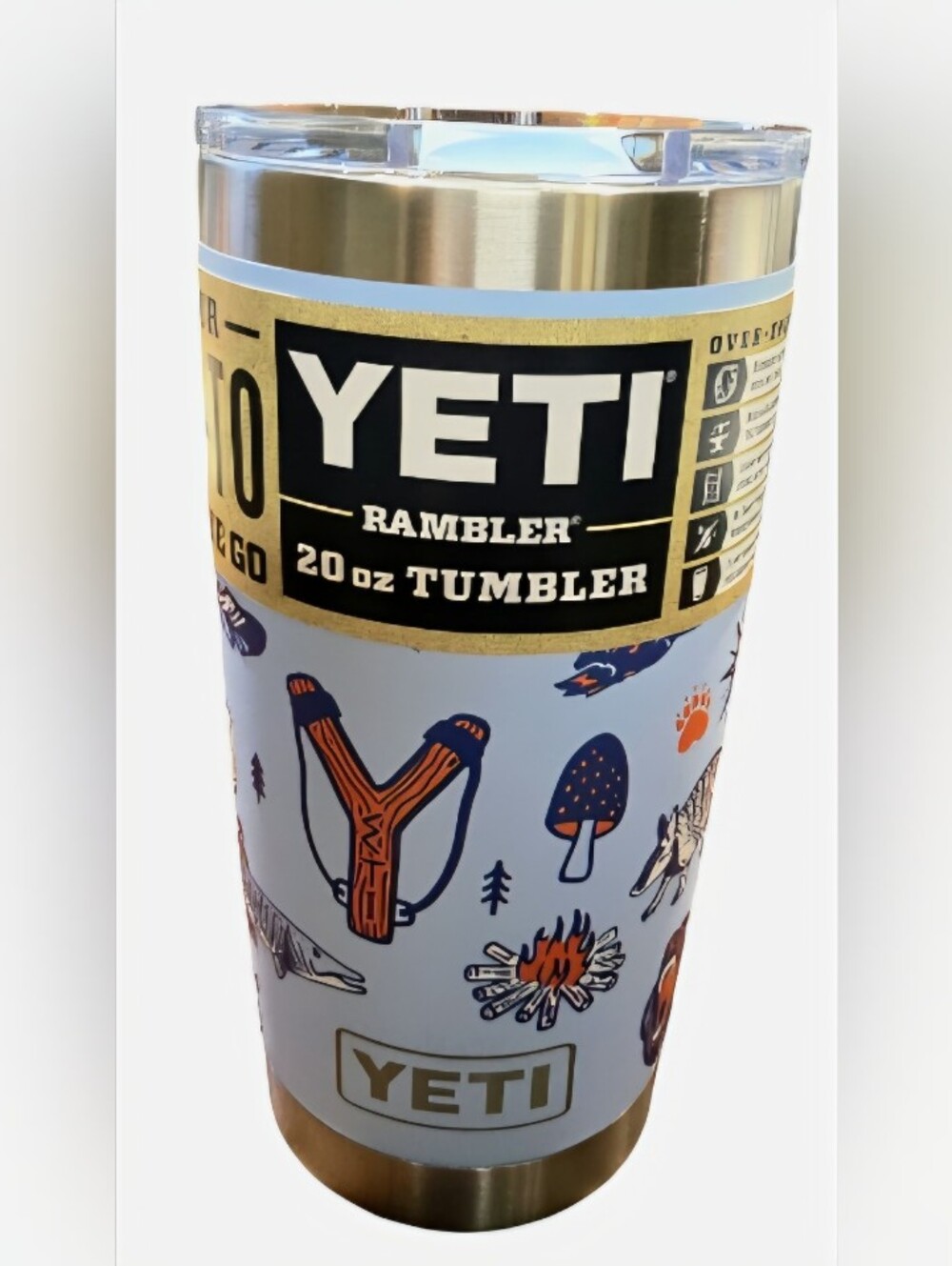 Yeti 20oz Rambler Tumbler W Mugslider Lid "Big Sky Summer Camp" New